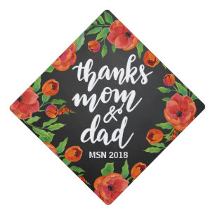 Graduation Handwritten Thanks Mom Dad Script Graduation Cap Topper