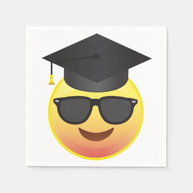 Graduation Happy Sunglasses Emoji Party Napkins (Front)