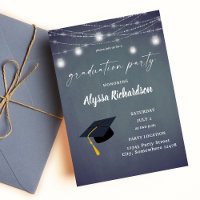 Graduation Hat Chalkboard Graduation Party BlueG