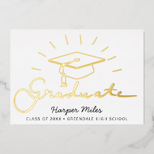 Graduation hat gold postcard