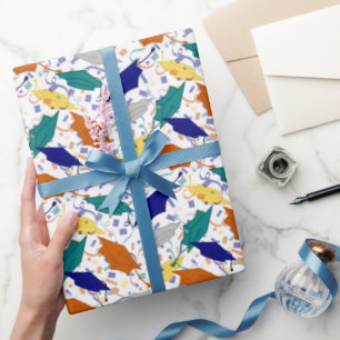 Graduation Hat Toss (Academic) Wrapping Paper