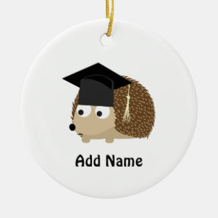 Graduation hedgehog ceramic ornament