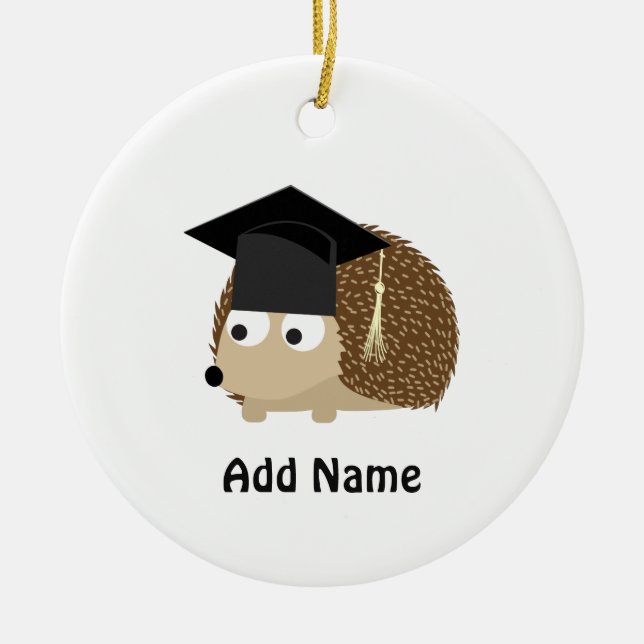 Graduation hedgehog ceramic ornament (Front)