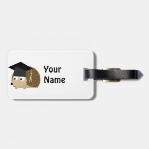 Graduation hedgehog luggage tag