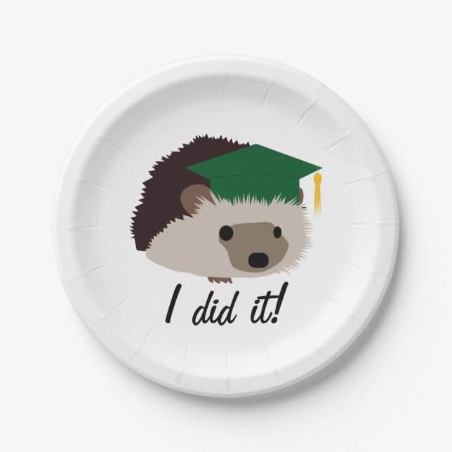 Graduation Hedgehog Plate Green (Front)
