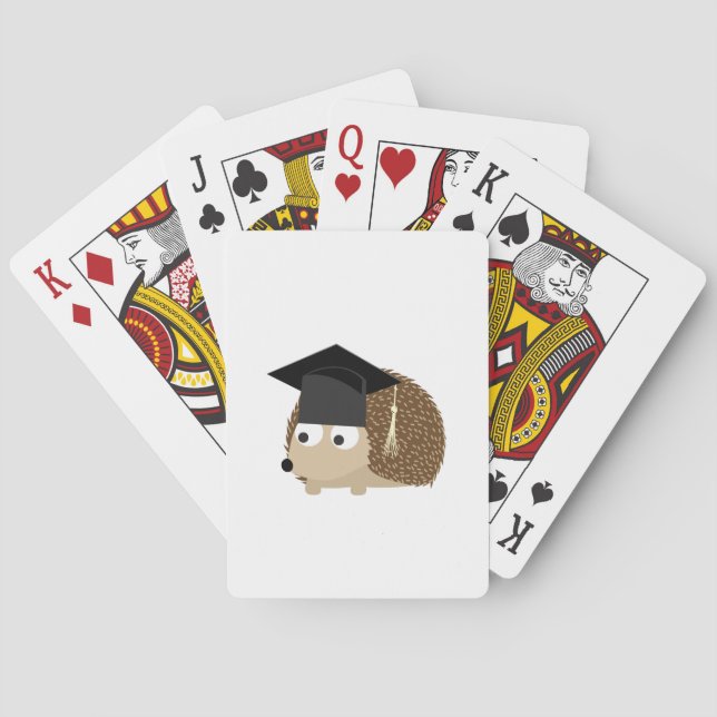 Graduation hedgehog playing cards (Back)