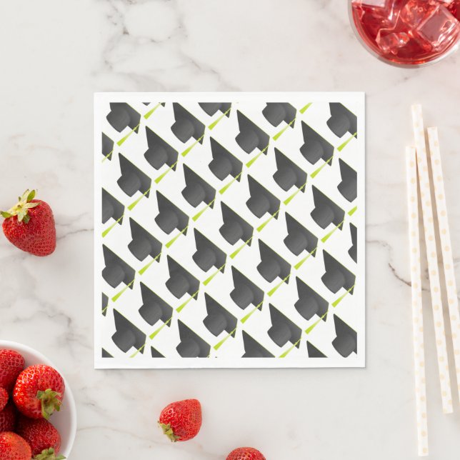 Graduation High School, College Black Cap Pattern Napkin (Insitu)