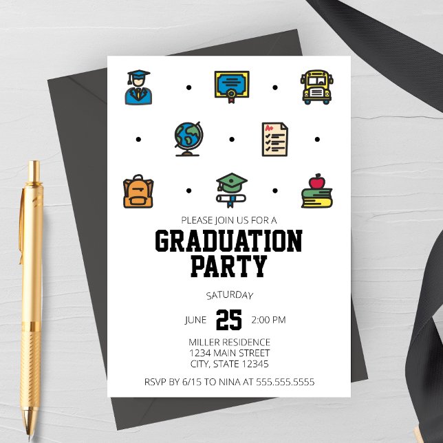 Graduation Icons Graduation Party Invitation (Creator Uploaded)