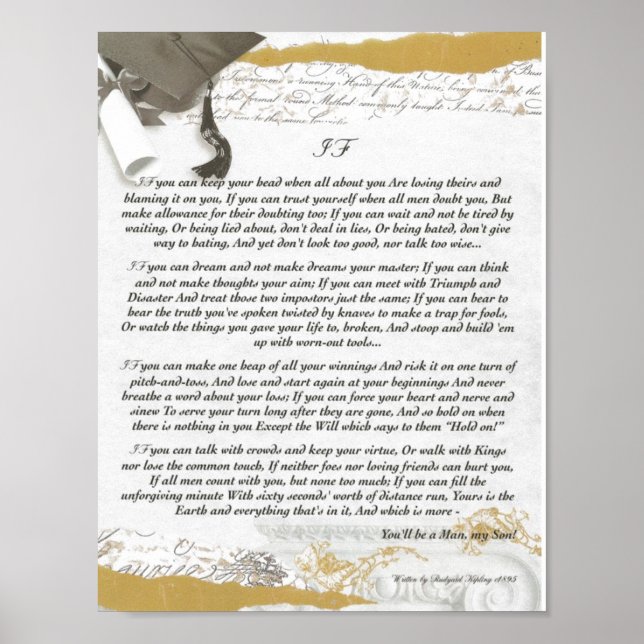 Graduation, IF Inspiring Poem by Rudyard Kipling Poster (Front)