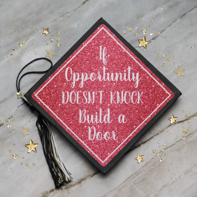 Graduation Inspirational Quote Pink Glitter Cap Topper (Creator Uploaded)
