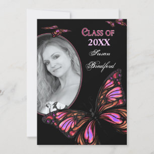 Graduation Inviation - Butterfly - Photo Insert - Invitation