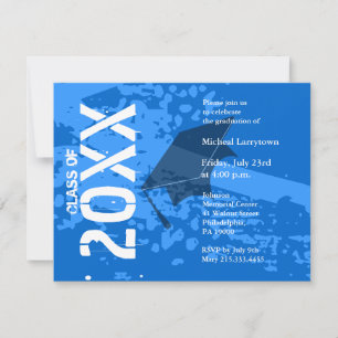 Graduation Invitation ABB231 Blue Abstract