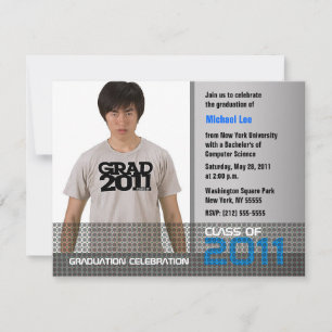 Graduation Invitation Add Photo Grey B9
