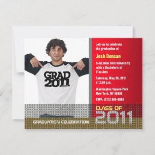 Graduation Invitation Add Photo Red B7