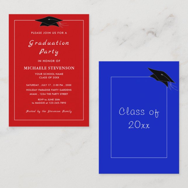 Graduation Invitation Example with Your Colours (Front/Back)