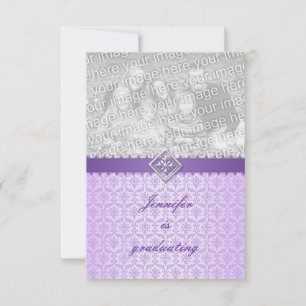 Graduation Invitation in Vintage Lilac Damask