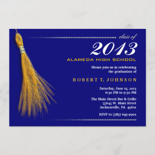 Graduation Invitation - Navy Blue & Gold Invite