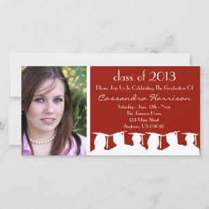 Graduation Invitation Photo Card Maroon Silhouette