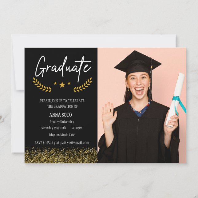 Graduation invitation, trendy, elegant invitation (Front)