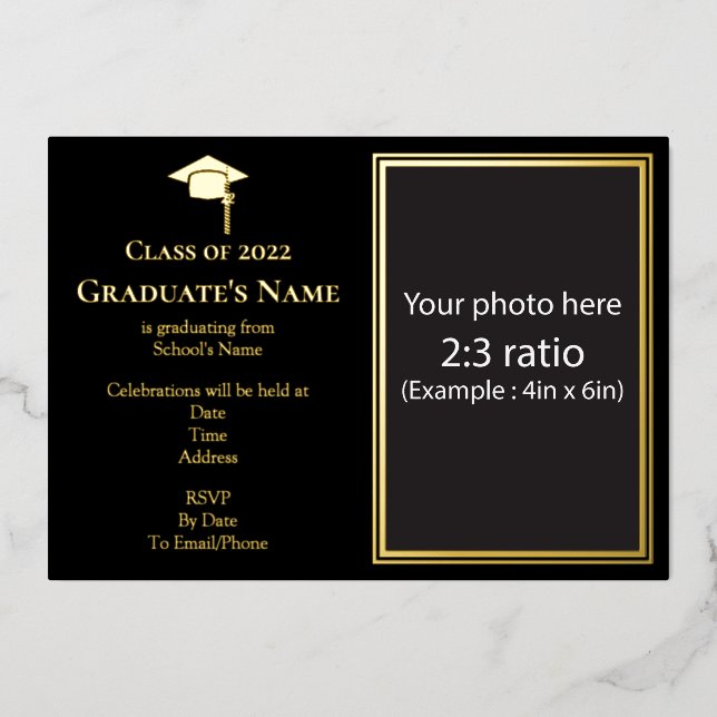 Graduation Invitation with Mortarboard Foil Card (Front)