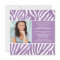 Graduation Invitation with Photo Purple Zebra