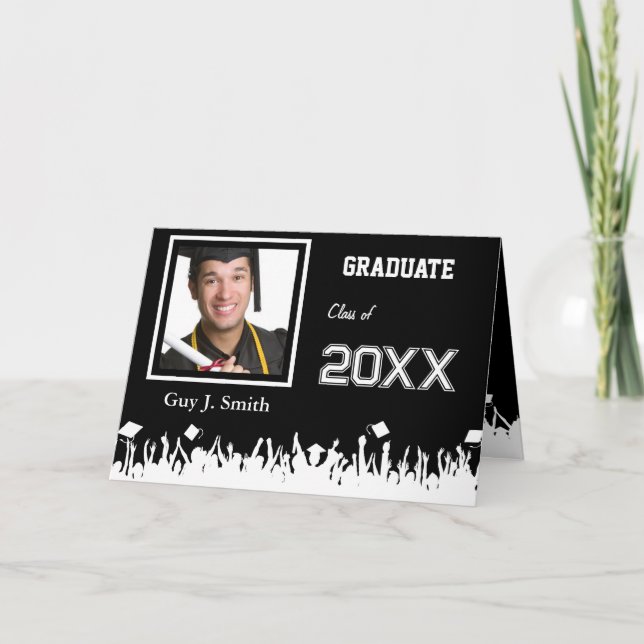Graduation Invitation Your Photo Silhouette Crowd (Front)