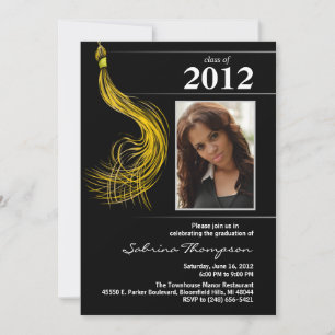 Graduation Invite Black with Gold Tassel - Photo