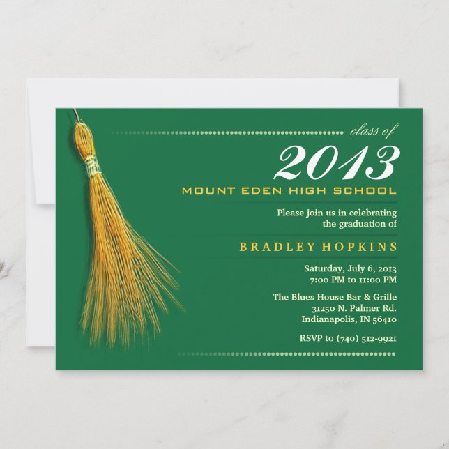 Graduation Invite - Green & Gold Invite (Front)