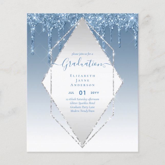 GRADUATION INVITES - Dripping Glitter Girly Glamou Flyer (Front)