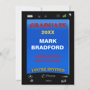 GRADUATION INVITITATION - PHONE, Name/Year Insert Invitation