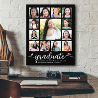 Graduation K–12 Modern Script Photo Collage Black