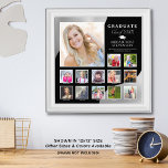 Graduation K-12 Photo Collage Black Brushed Silver<br><div class="desc">Create a graduation photo collage keepsake print suitable for framing or for a 12x12 scrapbook page of the graduate with photos through the years or grades K-12. The design features brushed metallic silver corner accents on your choice of colour background (shown on black). Personalize with your graduate's name, graduation class...</div>