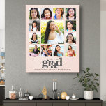 Graduation K–12 Photo Collage Blush Pink Bold Canvas Print<br><div class="desc">Be proud, rejoice and showcase this milestone of your favourite grad. Create this elegant, simple, modern, personalized high school graduation K – 12 photo collage canvas wall art for a keepsake you’ll always treasure. A fun, playful visual of bold, graphic, soft grey typography, along with their name, class year, school...</div>