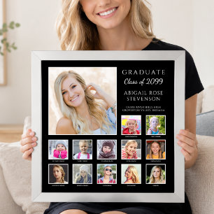 Graduation K-12 Photo Collage Custom School Colour Poster