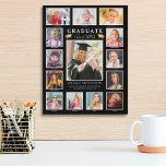 Graduation K-12 Photo Collage Graduate Keepsake Faux Canvas Print<br><div class="desc">Create a graduation commemorative keepsake faux canvas wall print featuring K-12 photos of your graduate with the title GRADUATE accented with faux metallic gold foil graduation caps or mortarboards against an editable black background you can change to any school colour or coordinating home decor colour. Personalize with your graduate's name,...</div>
