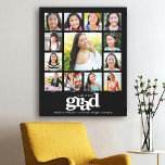 Graduation K–12 Photo Collage Modern Bold Black Canvas Print<br><div class="desc">Be proud, rejoice and showcase this milestone of your favourite grad. Create this elegant, simple, modern, personalized high school graduation K – 12 photo collage canvas wall art for a keepsake you’ll always treasure. A fun, playful visual of bold, graphic, white typography, along with their name, class year, school and...</div>