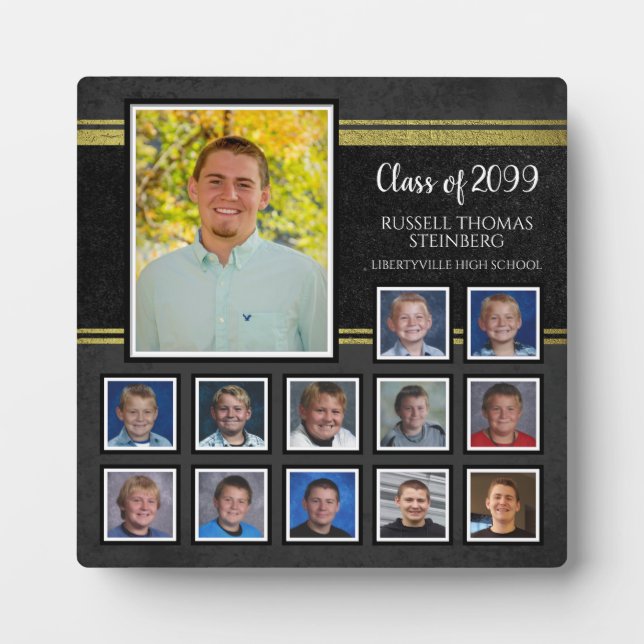Graduation K-12 Photos | Black & Gold | Keepsake Plaque (Front)