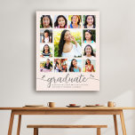 Graduation K–12 Script Photo Collage on Blush Pink Canvas Print<br><div class="desc">Be proud, rejoice and showcase this milestone of your favourite grad. Create this girly, stunning, simple, modern, personalized high school graduation K – 12 photo collage canvas wall art for a keepsake you’ll always treasure. A fun, playful visual of soft grey script handwriting and cute, playful hearts, along with her...</div>