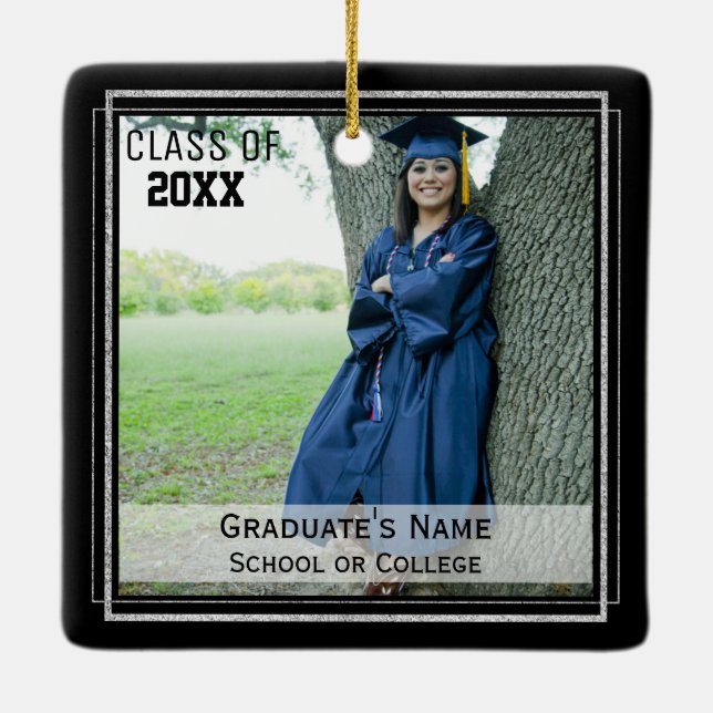 Graduation Keepsake (Changeable Background Colour) Ceramic Ornament (Back)
