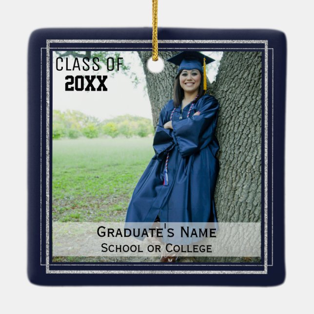 Graduation Keepsake (Changeable Background Colour) Ceramic Ornament (Back)