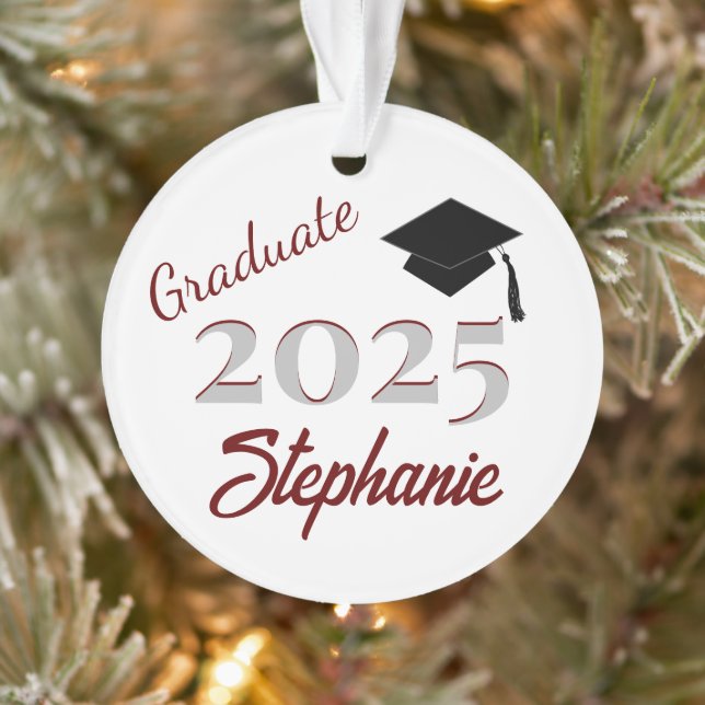 Graduation Keepsake in Maroon Ornament (Tree)