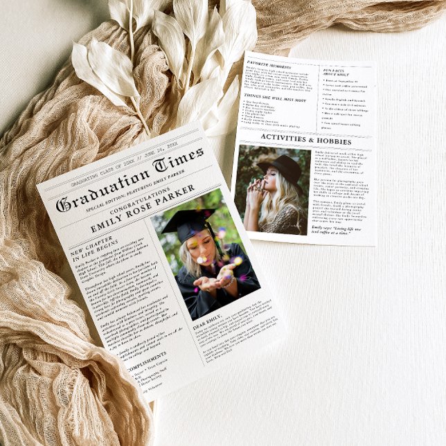 Graduation Keepsake Newspaper Photo Announcement (Creator Uploaded)