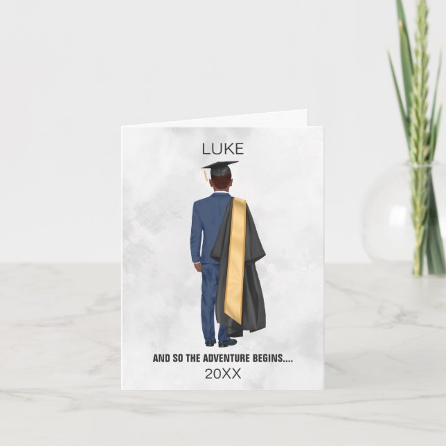 Graduation Leavers Gown & Cap Man Holiday Card (Front)