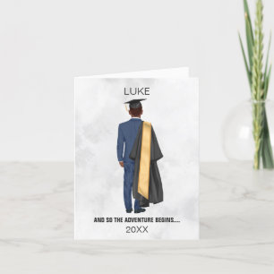 Graduation Leavers Gown & Cap Man Holiday Card