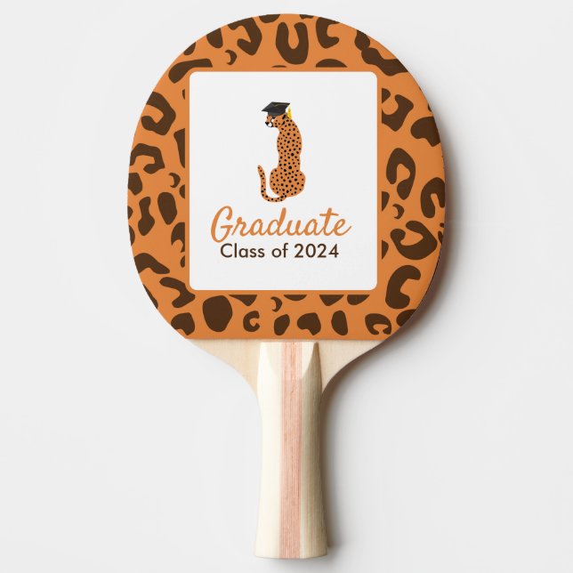 Graduation Leopard Ping Pong Paddle (Front)