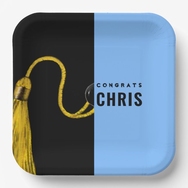 Graduation Light Blue Paper Plates (Front)