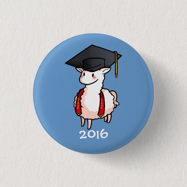 Graduation Llama 1 Inch Round Button (Front)