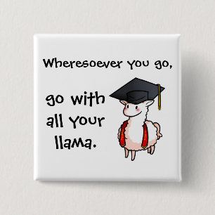 Graduation Llama 2 Inch Square Button