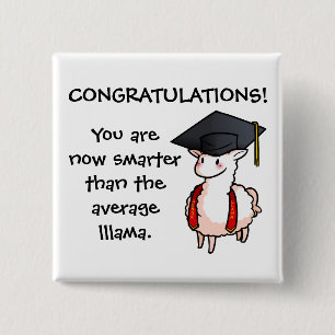 Graduation Llama 2 Inch Square Button