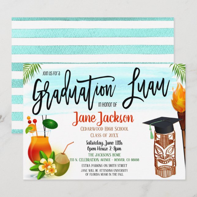 Graduation Luau Celebration Invitation (Front/Back)